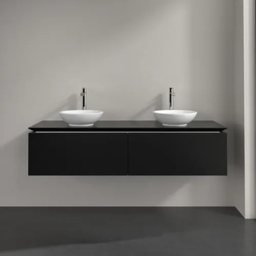 VILLEROY BOCH Legato toaletní skříňka, 2 výsuvy, 1600 x 380 x 500 mm, černý matný lak / černý matný lak #B59900PD, obrázek 3