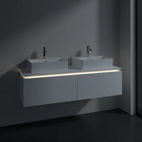 VILLEROY BOCH Legato toaletní skříňka, s osvětlením, 2 výsuvy, 1400 x 380 x 500 mm, bílá matná / bílá matná #B668L0MS, obrázek 3