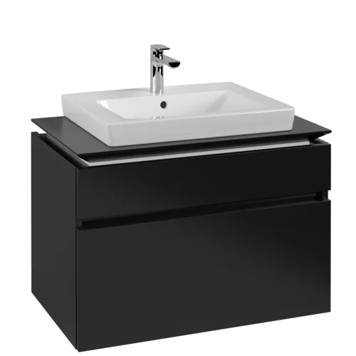 VILLEROY BOCH Legato toaletní skříňka, 2 výsuvy, 800 x 550 x 500 mm, černý matný lak / černý matný lak #B67900PD