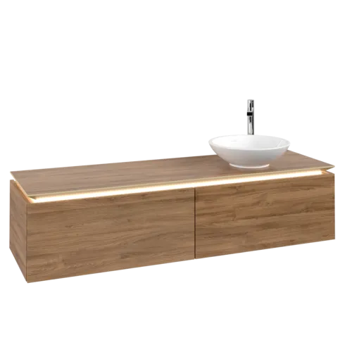 VILLEROY BOCH Legato toaletní skříňka, s osvětlením, 2 výsuvy, 1600 x 380 x 500 mm, dub Kansas / dub Kansas #B597L0RH