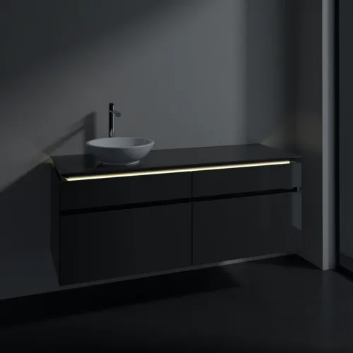 VILLEROY BOCH Legato toaletní skříňka, s osvětlením, 4 výsuvy, 1400 x 550 x 500 mm, lesklá šedá / lesklá šedá #B588L0FP, obrázek 3