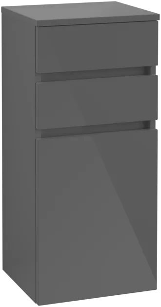 VILLEROY BOCH Boční skříňka Legato, 1 dvířka, 2 zásuvky, 400 x 870 x 350 mm, lesklá šedá / lesklá šedá #B72800FP