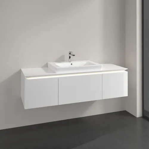VILLEROY BOCH Legato toaletní skříňka, s osvětlením, 3 výsuvy, 1400 x 380 x 500 mm, lesklá bílá / lesklá bílá #B684L0DH, obrázek 2