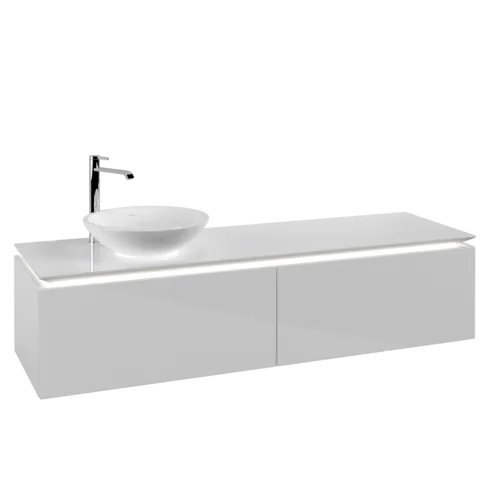 VILLEROY BOCH Legato toaletní skříňka, s osvětlením, 2 zásuvky, 1600 x 380 x 500 mm, lesklá bílá / lesklá bílá #B595L0DH
