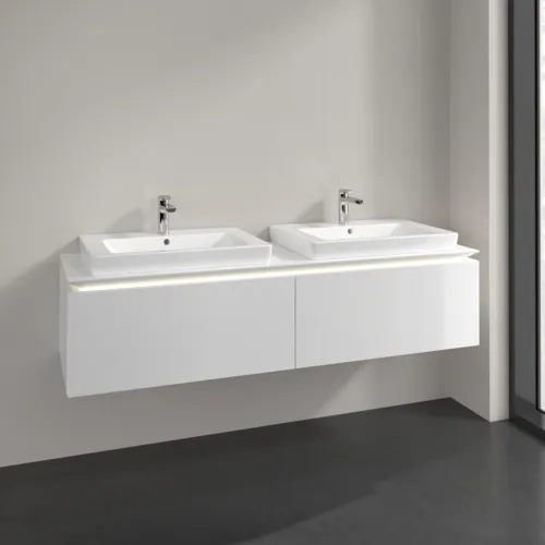 VILLEROY BOCH Legato toaletní skříňka, s osvětlením, 2 zásuvky, 1600 x 380 x 500 mm, lesklá bílá / lesklá bílá #B692L0DH, obrázek 2