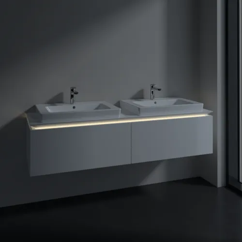 VILLEROY BOCH Legato toaletní skříňka, s osvětlením, 2 zásuvky, 1600 x 380 x 500 mm, lesklá bílá / lesklá bílá #B692L0DH, obrázek 3