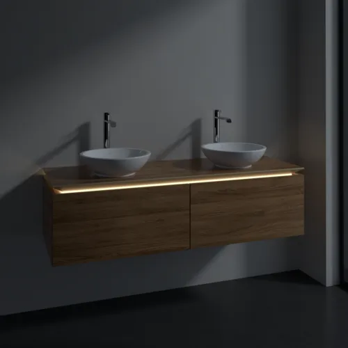 VILLEROY BOCH Legato toaletní skříňka, s osvětlením, 2 výsuvy, 1400 x 380 x 500 mm, dub Kansas / dub Kansas #B591L0RH, obrázek 3
