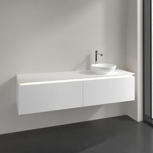 VILLEROY BOCH Legato toaletní skříňka, s osvětlením, 2 výsuvy, 1600 x 380 x 500 mm, bílá matná / bílá matná #B597L0MS, obrázek 2