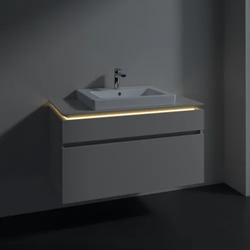 VILLEROY BOCH Legato toaletní skříňka, s osvětlením, 2 výsuvy, 1000 x 550 x 500 mm, Soft Grey / Soft Grey #B681L0VK, obrázek 3