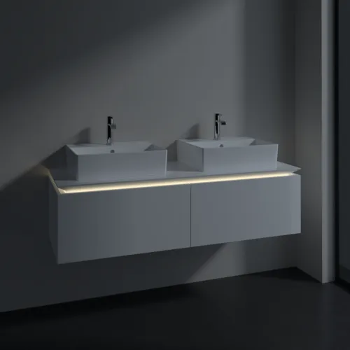 VILLEROY BOCH Legato toaletní skříňka, s osvětlením, 2 výsuvy, 1400 x 380 x 500 mm, lesklá bílá / lesklá bílá #B668L0DH, obrázek 3