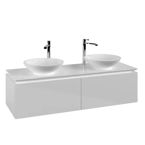 VILLEROY BOCH Legato toaletní skříňka, 2 výsuvy, 1400 x 380 x 500 mm, lesklá bílá / lesklá bílá #B59100DH