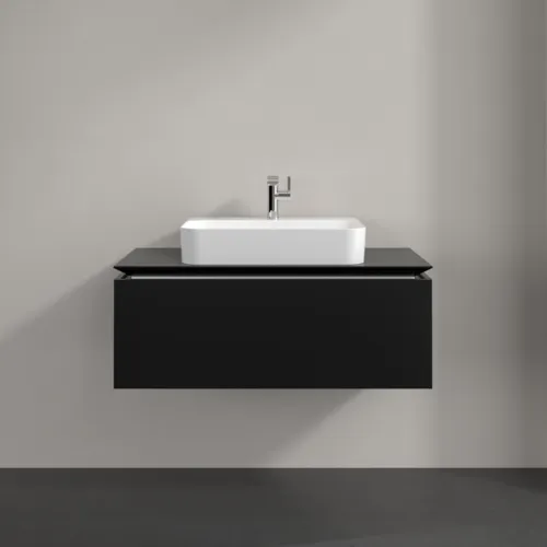 VILLEROY BOCH Legato toaletní skříňka, 1 zásuvka, 1000 x 380 x 500 mm, černý matný lak / černý matný lak #B75500PD, obrázek 3