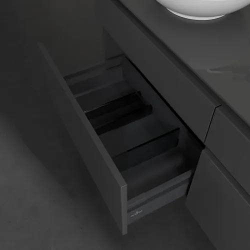 VILLEROY BOCH Legato toaletní skříňka, 4 výsuvy, 1400 x 550 x 500 mm, lesklá šedá / lesklá šedá #B59200FP, obrázek 9