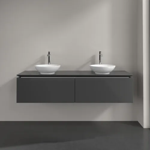 VILLEROY BOCH Legato toaletní skříňka, 2 výsuvy, 1600 x 380 x 500 mm, lesklá šedá / lesklá šedá #B59900FP, obrázek 3