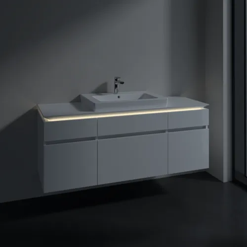 VILLEROY BOCH Legato toaletní skříňka, s osvětlením, 5 výsuvů, 1400 x 550 x 500 mm, lesklá bílá / lesklá bílá #B685L0DH, obrázek 3