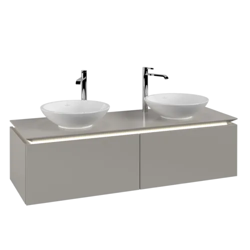 VILLEROY BOCH Legato toaletní skříňka, s osvětlením, 2 výsuvy, 1400 x 380 x 500 mm, Soft Grey / Soft Grey #B591L0VK