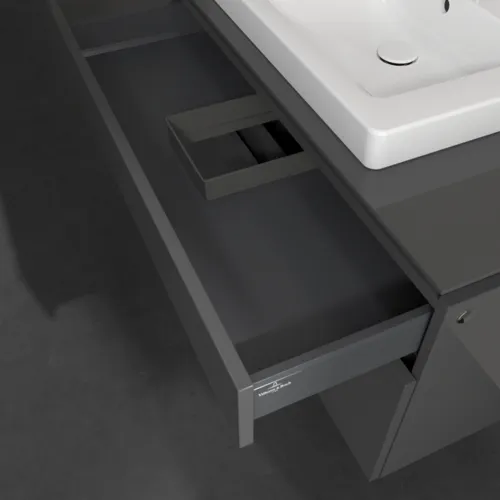 VILLEROY BOCH Legato toaletní skříňka, 2 výsuvy, 1000 x 550 x 500 mm, lesklá šedá / lesklá šedá #B68100FP, obrázek 7