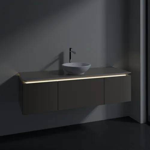 VILLEROY BOCH Legato toaletní skříňka, s osvětlením, 3 výsuvy, 1400 x 380 x 500 mm, Truffle Grey / Truffle Grey #B585L0VG, obrázek 3