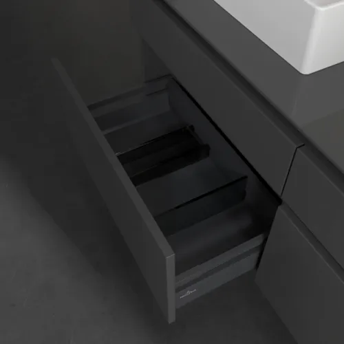 VILLEROY BOCH Legato toaletní skříňka, s osvětlením, 4 výsuvy, 1400 x 550 x 500 mm, lesklá šedá / lesklá šedá #B669L0FP, obrázek 5