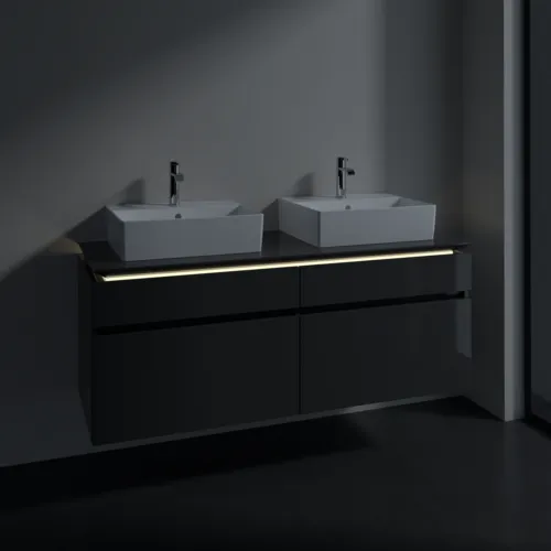 VILLEROY BOCH Legato toaletní skříňka, s osvětlením, 4 výsuvy, 1400 x 550 x 500 mm, lesklá šedá / lesklá šedá #B669L0FP, obrázek 3