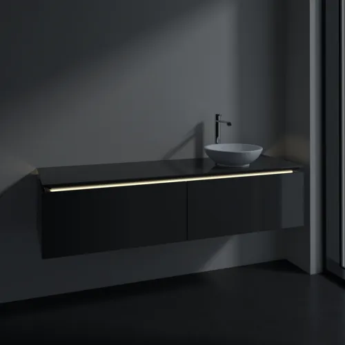 VILLEROY BOCH Legato toaletní skříňka, s osvětlením, 2 výsuvy, 1600 x 380 x 500 mm, lesklá šedá / lesklá šedá #B597L0FP, obrázek 3