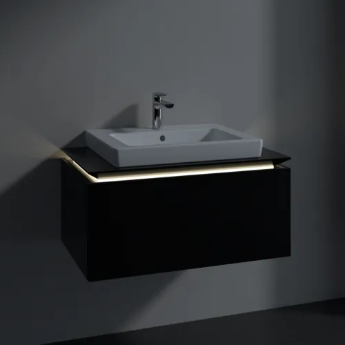 VILLEROY BOCH Legato toaletní skříňka, s osvětlením, 1 zásuvka, 800 x 380 x 500 mm, černý matný lak / černý matný lak #B678L0PD, obrázek 5