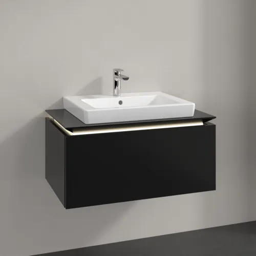 VILLEROY BOCH Legato toaletní skříňka, s osvětlením, 1 zásuvka, 800 x 380 x 500 mm, černý matný lak / černý matný lak #B678L0PD, obrázek 2