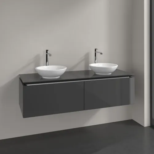 VILLEROY BOCH Legato toaletní skříňka, 2 výsuvy, 1400 x 380 x 500 mm, lesklá šedá / lesklá šedá #B59100FP, obrázek 2