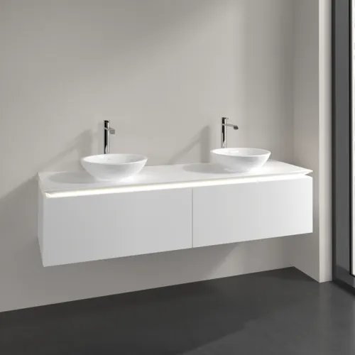 VILLEROY BOCH Legato toaletní skříňka, s osvětlením, 2 výsuvy, 1600 x 380 x 500 mm, bílá matná / bílá matná #B599L0MS, obrázek 2
