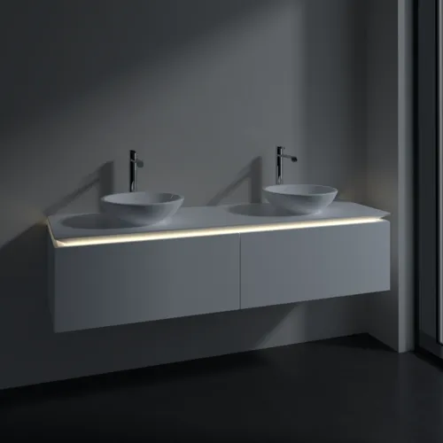 VILLEROY BOCH Legato toaletní skříňka, s osvětlením, 2 výsuvy, 1600 x 380 x 500 mm, bílá matná / bílá matná #B599L0MS, obrázek 3