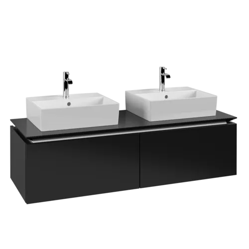 VILLEROY BOCH Legato toaletní skříňka, 2 výsuvy, 1400 x 380 x 500 mm, černý matný lak / černý matný lak #B66800PD