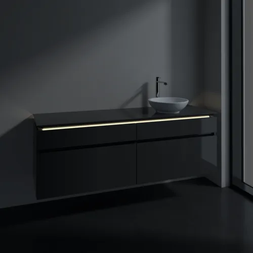 VILLEROY BOCH Legato toaletní skříňka, s osvětlením, 4 výsuvy, 1600 x 550 x 500 mm, lesklá šedá / lesklá šedá #B598L0FP, obrázek 3