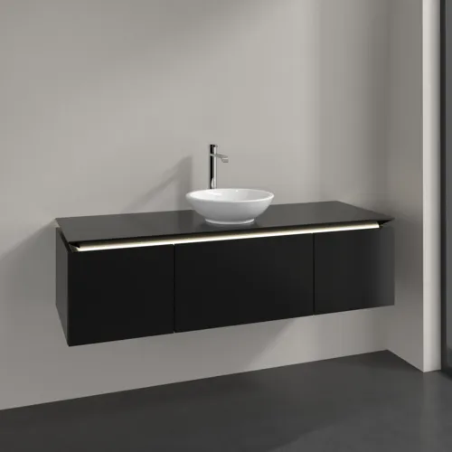 VILLEROY BOCH Legato toaletní skříňka, s osvětlením, 3 výsuvy, 1400 x 380 x 500 mm, černý matný lak / černý matný lak #B585L0PD, obrázek 2
