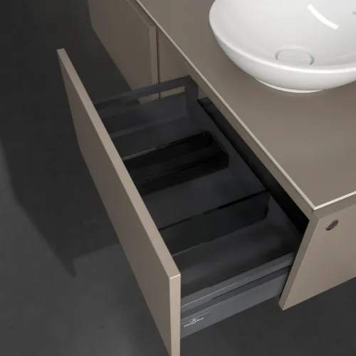 VILLEROY BOCH Legato toaletní skříňka, s osvětlením, 2 výsuvy, 1400 x 380 x 500 mm, Truffle Grey / Truffle Grey #B589L0VG, obrázek 5