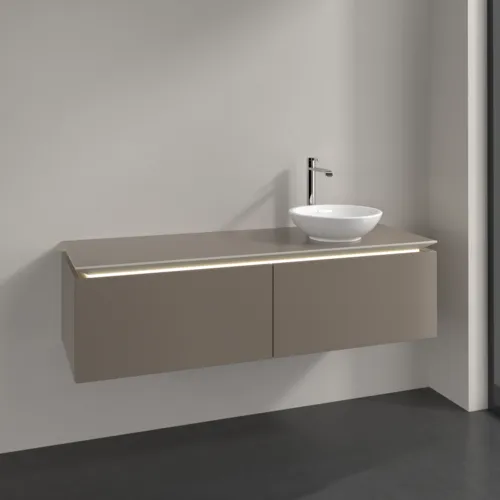 VILLEROY BOCH Legato toaletní skříňka, s osvětlením, 2 výsuvy, 1400 x 380 x 500 mm, Truffle Grey / Truffle Grey #B589L0VG, obrázek 2
