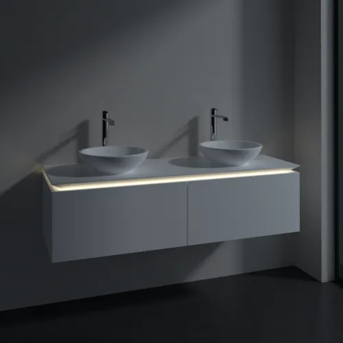 VILLEROY BOCH Legato toaletní skříňka, s osvětlením, 2 výsuvy, 1400 x 380 x 500 mm, bílá matná / bílá matná #B591L0MS, obrázek 3