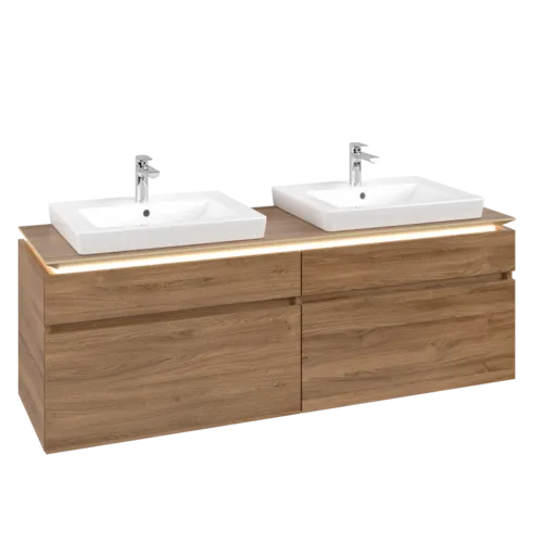 VILLEROY BOCH Legato toaletní skříňka, s osvětlením, 4 výsuvy, 1600 x 550 x 500 mm, dub Kansas / dub Kansas #B693L0RH