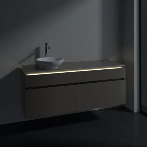 VILLEROY BOCH Legato toaletní skříňka, s osvětlením, 4 výsuvy, 1400 x 550 x 500 mm, Truffle Grey / Truffle Grey #B588L0VG, obrázek 3