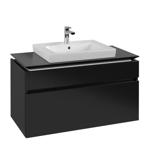 VILLEROY BOCH Legato toaletní skříňka, 2 výsuvy, 1000 x 550 x 500 mm, černý matný lak / černý matný lak #B68100PD