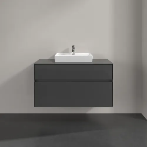 VILLEROY BOCH Toaletní skříňka Collaro, s osvětlením, 2 výsuvy, 1000 x 548 x 500 mm, lesklá šedá / lesklá šedá #C016B0FP, obrázek 3