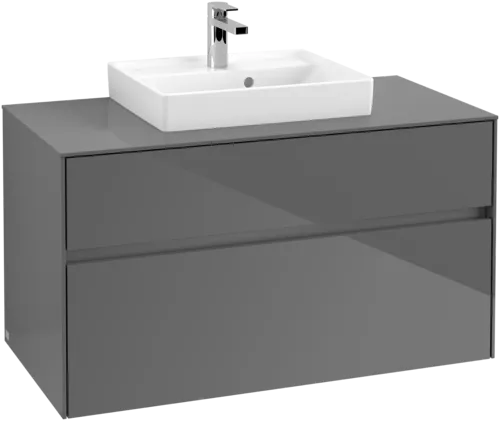 VILLEROY BOCH Toaletní skříňka Collaro, s osvětlením, 2 výsuvy, 1000 x 548 x 500 mm, lesklá šedá / lesklá šedá #C016B0FP