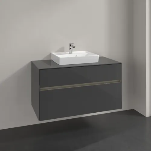 VILLEROY BOCH Toaletní skříňka Collaro, s osvětlením, 2 výsuvy, 1000 x 548 x 500 mm, lesklá šedá / lesklá šedá #C016B0FP, obrázek 2