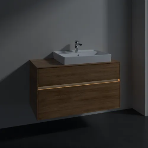 VILLEROY BOCH Umyvadlová skříňka Collaro, s osvětlením, 2 výsuvy, 1000 x 548 x 500 mm, dub Kansas #C018B0RH, obrázek 5