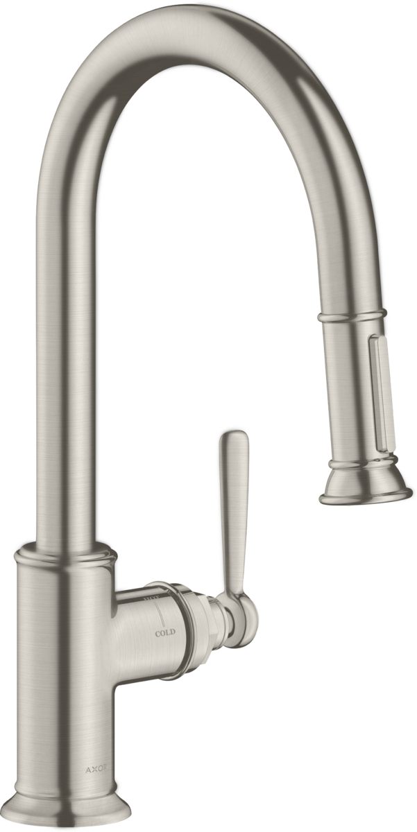 HANSGROHE AXOR Montreux Páková kuchyňská baterie 180 s vytahovací sprškou #16581800 - nerezová ocel