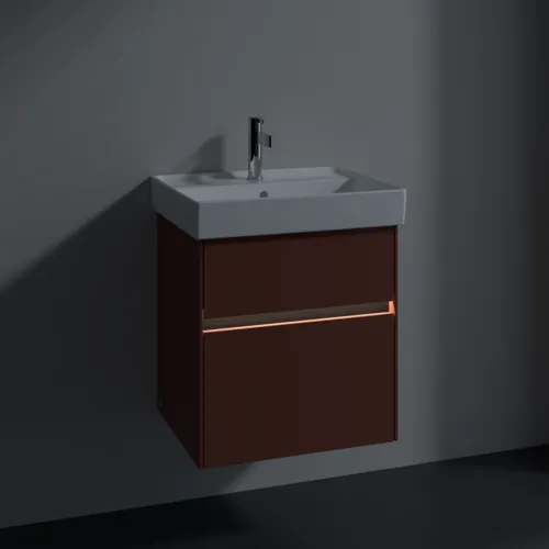 VILLEROY BOCH Umyvadlová skříňka Collaro, s osvětlením, 2 výsuvy, 510 x 546 x 414 mm, vínově červená #C007B0AH, obrázek 5