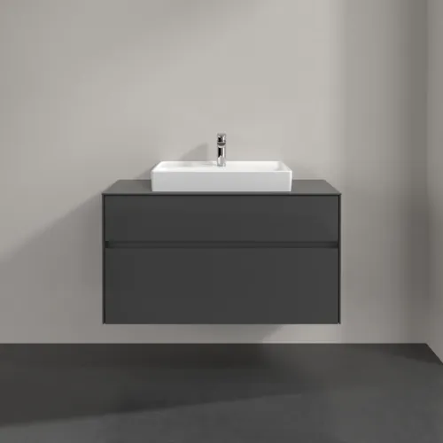 VILLEROY BOCH Toaletní skříňka Collaro, 2 výsuvy, 1000 x 548 x 500 mm, lesklá šedá / lesklá šedá #C01900FP, obrázek 3