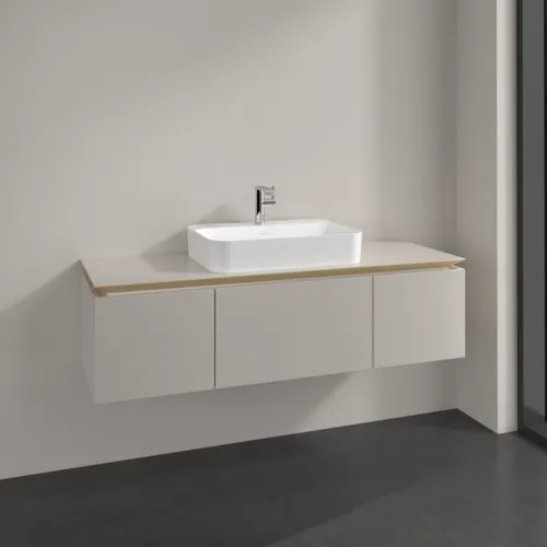 VILLEROY BOCH Legato toaletní skříňka, 3 výsuvy, 1400 x 380 x 500 mm, Soft Grey / Soft Grey #B75900VK, obrázek 2
