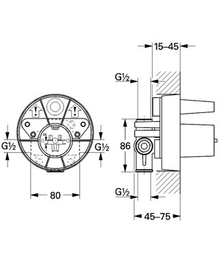 GROHE Pákové podomítkové univerzální montážní těleso, DN 15 33962000