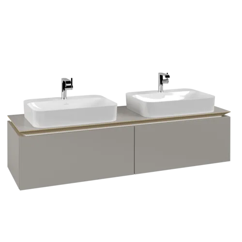 VILLEROY BOCH Legato toaletní skříňka, 2 výsuvy, 1600 x 380 x 500 mm, Soft Grey / Soft Grey #B76700VK