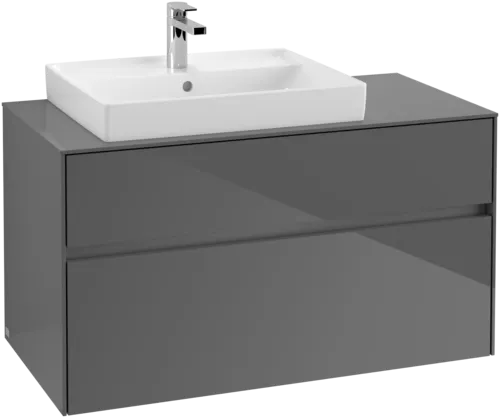 VILLEROY BOCH Toaletní skříňka Collaro, s osvětlením, 2 výsuvy, 1000 x 548 x 500 mm, lesklá šedá / lesklá šedá #C017B0FP